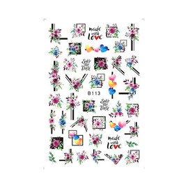 Heart Love Nail Decal Sticker Valentine Day Geometric Stripes Line Leopard Print B113 Nail Wraps Art Stickers Manicure Supplies for Women for Home Nails Full Long Lasting Easy Apply and Remove