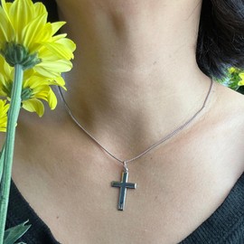 F A Dumont Church Supplies Sterling Silver Cross with 24" Stainless Steel Chain.