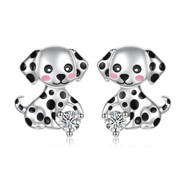 Hypoallergenic Sterling Silver Axolotl Pig Black Cat Dog Koala Earrings Stud Hypoallergenic Cute Animal Jewelry Gifts for Women Animals Lovers (Dog)