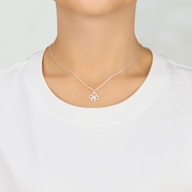 Philip Jones Sterling Silver Clover Necklace Created with Zircondia® Crystals