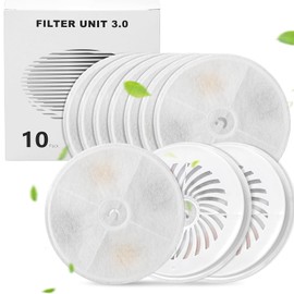 Filter Cat Fountain, Pack of 10 Improved Cat Fountain Filter Units 3.0 with Resin and Activated Carbon, Replacement Filter for 2L/1.8L Automatic Intelligent Cat Fountain (Ever Weet 2S/3/3