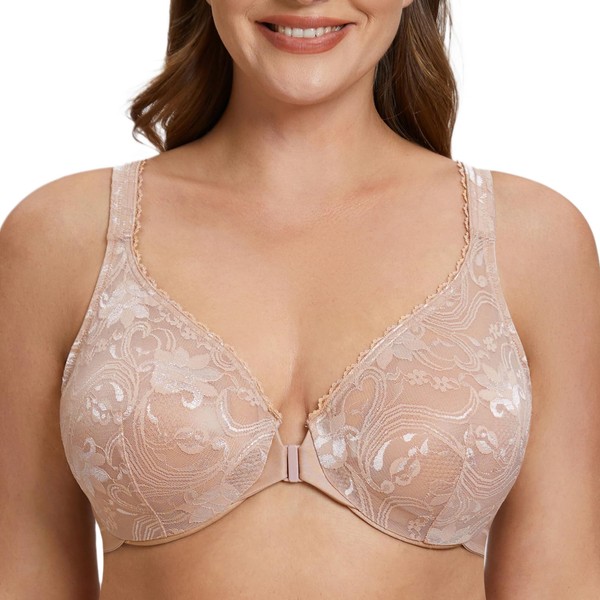 MELENECA Women's Plus Size Front Closure No Padding Full Coverage