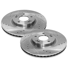 AutoShack Pair of 2 Front Drilled and Slotted Brake Rotors Silver Driver and Passenger Side Replacement for 2014-2020 Kia Sorento 2013-2018 Hyundai Santa Fe Sport 2014-2019 Santa Fe XL PR1081012DSZPR