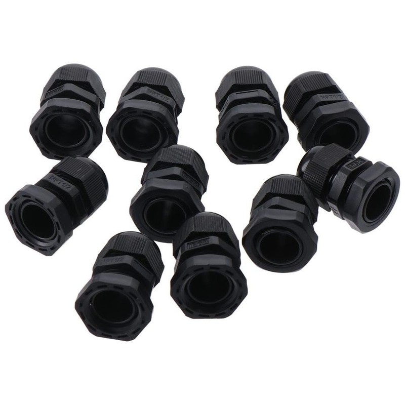Fudeshe Conduit Fittings,Strain Relief Cord Connector 10 Pcs Plastic Black