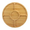 BambooMN Natural 12" Bamboo Round 5 Compartment Serving Tray/Platter, Charcuterie