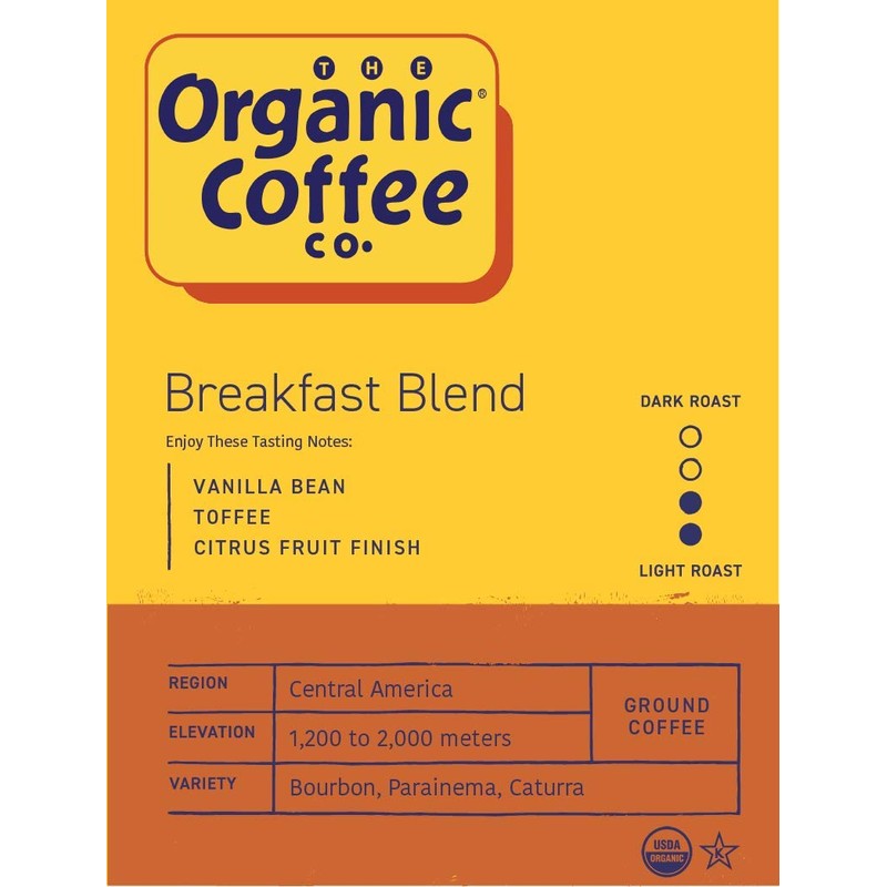 Organic Coffee Co. Breakfast Blend Ground Coffee 12 Ounce Medium