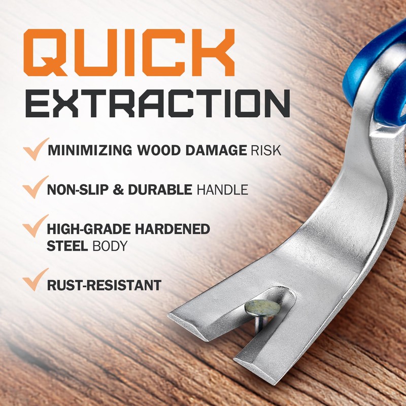 POPLOCK 17-inch Pry Bar and V-Claw Nail Puller, Indexing Cats