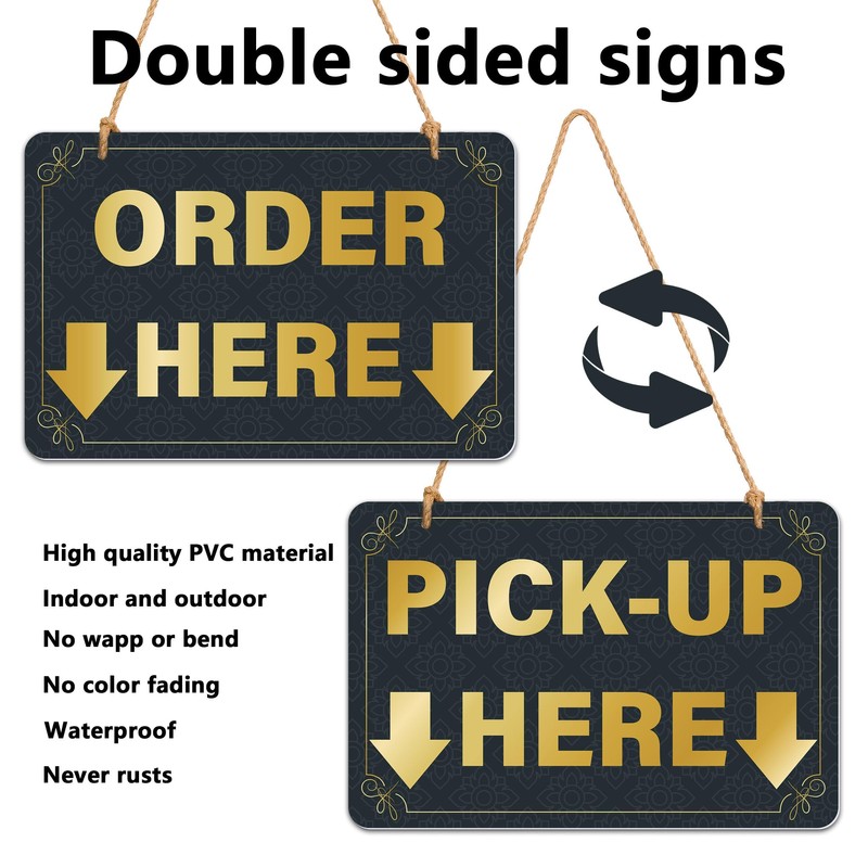 Lesnala 4Pcs Double-Sided Order Pick up Here Signs with A