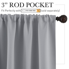 RYB HOME RV Curtains for Camper Windows - Soft Thermal Insulated Small Window Curtain Tiers for Cafe Kitchen Bedroom Basement Glass Door Window, W 42 x L 30 inches, Silver Grey, 2 Panels