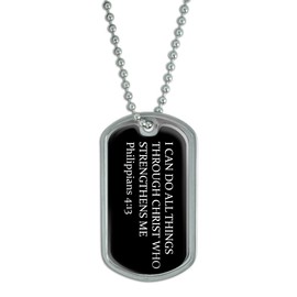 Graphics and More I Can Do All Things Through Christ - Military Dog Tag Keychain
