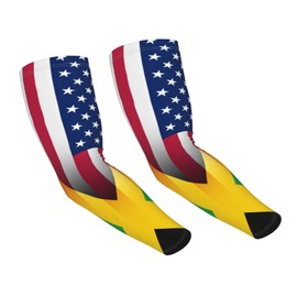 Vykmvtyb American Flag And Jamaican Flag Sun Protection Cooling Arm Sleeves For Men Women, Uv Compression Cooling Sleeve For Sports,Cooling Comfort, And Versatility