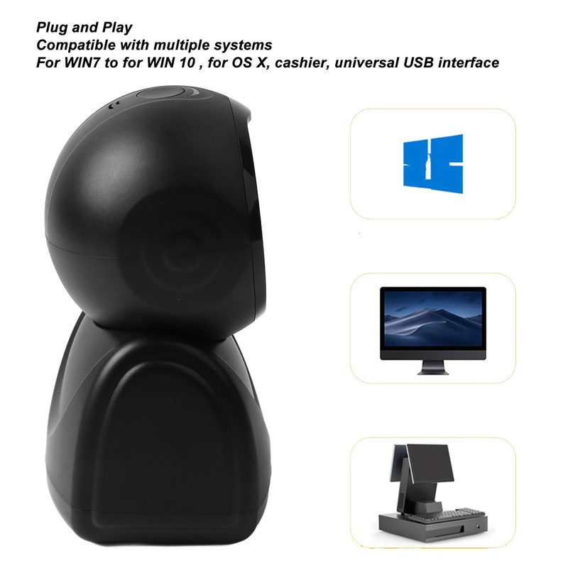 QR Barcode Scanner Omnidirectional Hands Free Automatic Sensing Barcode Scanner