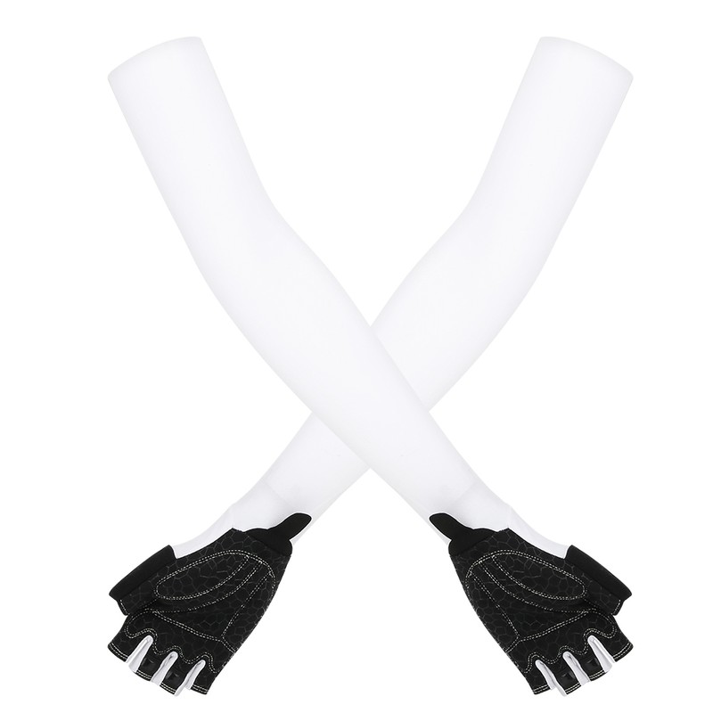 A Pair White Elastic Polyurethane Outdoor Cycling Anti Skid Sunscreen