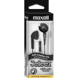 Maxell 191569 Earbuds w/ Mic, Soft Comfort Fit, Black