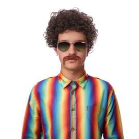 Edivd Blonde Mixed Brown Wig for Kids Child Short Brown Mixed Blonde Wavy Curly Wig for Boys Heat Resistant Synthetic Hair with Cap