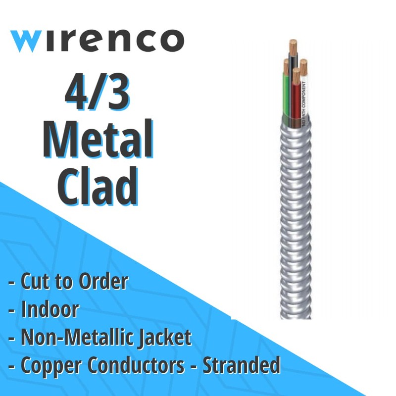 wirenco (Cut by The Foot) 4/3 Metal Clad (MC) Cable