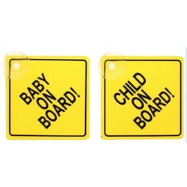 Baby On Board Sign Highly Visible Safety Warning Sign with Attached Suction Cup Newborn Kids Driving Strong Baby in Warning Sticker for Car Windows Pack of 2 (Assorted Colour)