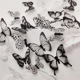 NoBrand 72 Pcs 3D Butterfly Wall Stickers, Waterproof PVC, Black & White, Removable P