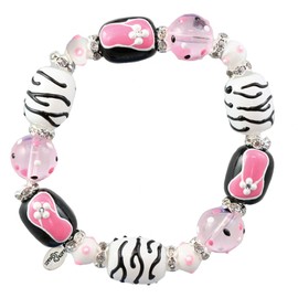 Kate & Macy Pink Passion Flip Flops Design Painted Glass & Acrylic Beads Rhinestones Bracelet Made By Clementine Design