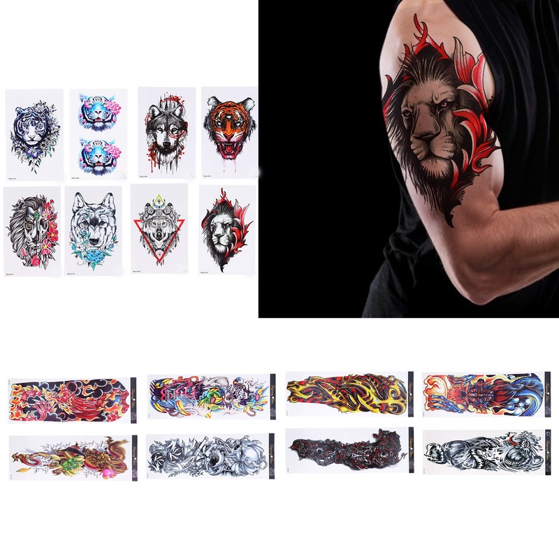 8 Sheets Full Sleeve Temporary Tattoos Stickers Watrproof 8 Sheets