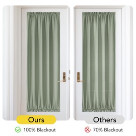 NICETOWN 100% Blackout French Door Curtain,Privacy Thermal Insulated Window Curtain with Adjustable Tieback for Glass Front Sliding Patio Door, 1 Panel, 36W x 72L, Sage Green