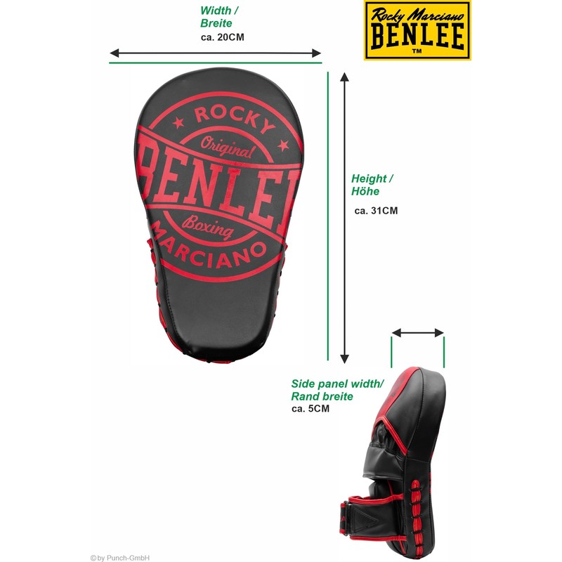 Benlee Abington PU Leather Hand Pads One Size Black/Red 1
