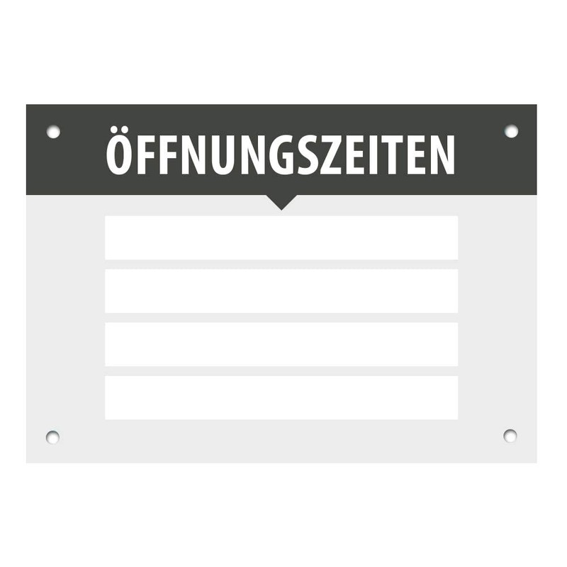 Sign Opening Hours Business, Variable Writeable with Desired Text, Acrylic