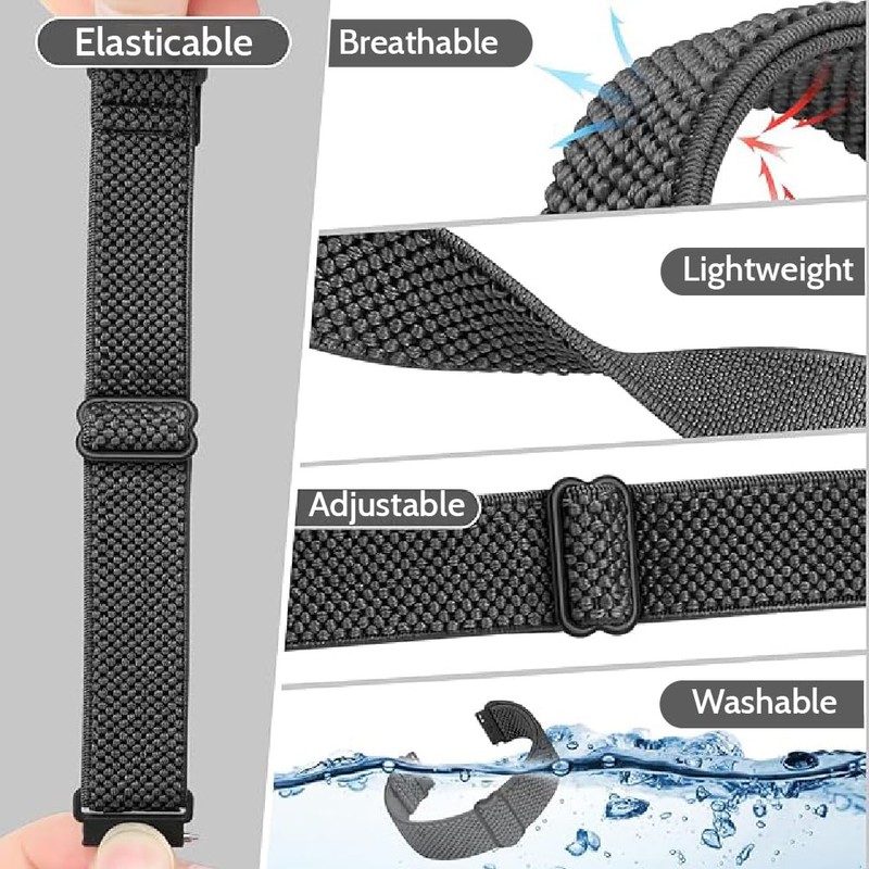 HEVIBK Quick Release Elastic Nylon Watch Strap Band Width 18mm