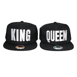 beybey Snapback Cap King Queen Mr Mrs Brother Sister Partner Caps Camouflage, K&Q Black