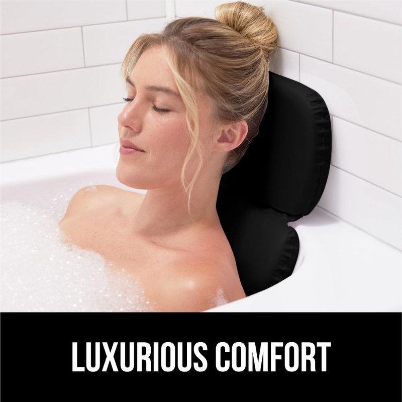 GORILLA GRIP Bath Pillow for Tub, Improved Suction Cups, Luxury