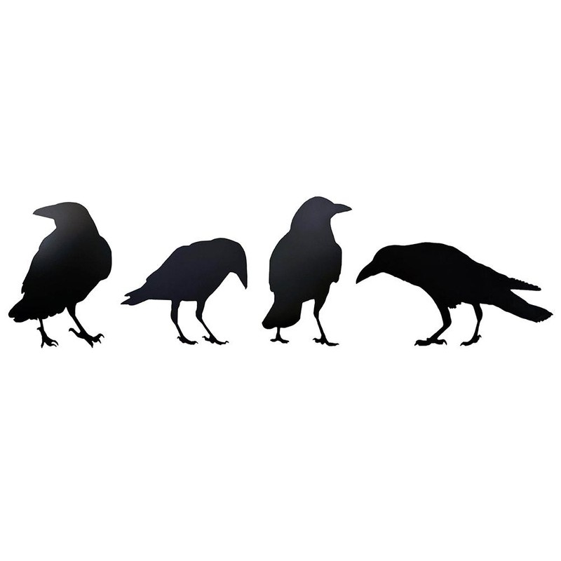4 Pcs Crow Acrylic Bird Sculpture Bird Silhouette Garden Art