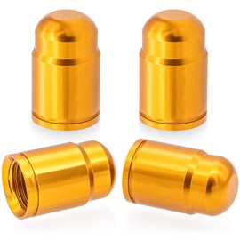 MEAJOO 4PCS Car Tire Valve Stem Caps, Aluminum Alloy Wheel Valve Covers with Rubber O-Ring, Universal for Cars, SUVs, Bike, Bicycles,Trucks and Motorcycles (Gold)