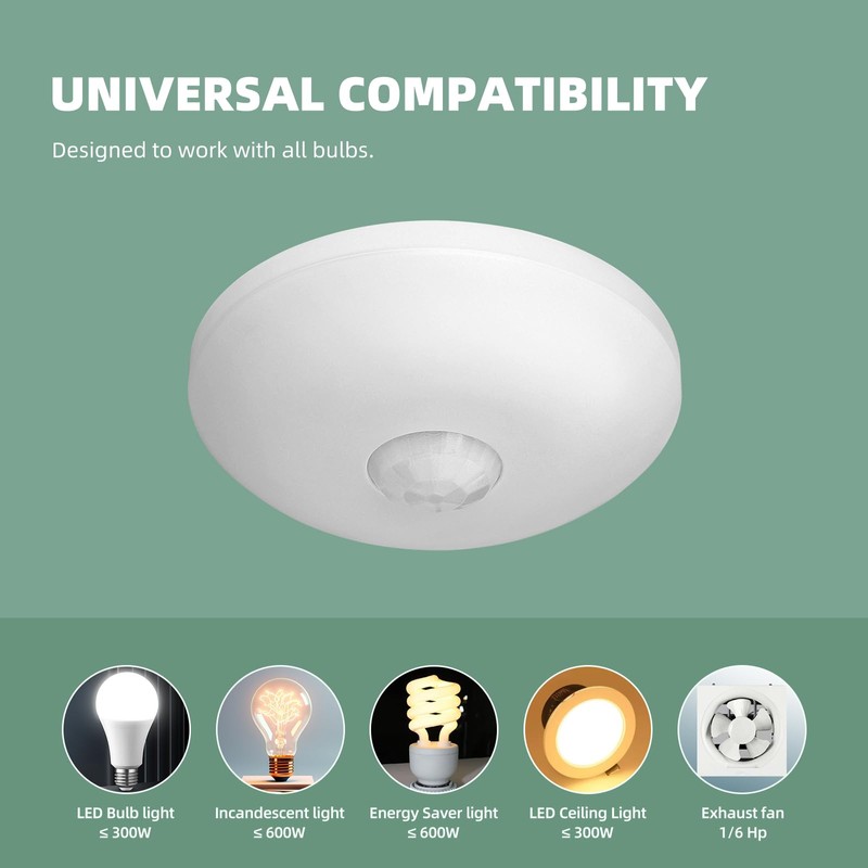 ECOELER PIR Ceiling Sensor Switch, Hard-Wired Occupancy Motion Sensor with