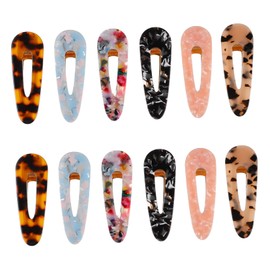Mikinona 12pcs Marbling Leopard Acrylic Hair Clips for Women Chic Geometric Side Clips Stylish Hair Accessories for Everyday Use
