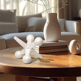 Torre & Tagus 9" Modern White Jack Decor - Large Ceramic Jacks Decoration & Retro Decor for Home, Decorative Jacks for Home Decor on Shelves & Modern Coffee Table Decorations