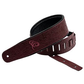 Ortega Guitars Byzantine Series Guitar Strap, Adjustable Length, Acoustic Guitar, Bass, Electric Guitar, E-Bass, Genuine Leather, Byzantine Bordeaux (OSBY-5)