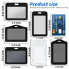 3 Pack Sliding ID Badge Holder, Black Horizontal Hard Plastic