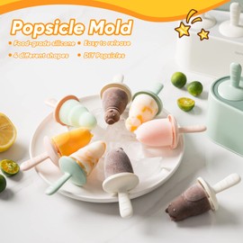 Popsicle Mold Set 4 Pieces Homemade Silicone Popsicle Maker Easy Release Ice Cream Molds Reusable DIY Pop Molds (Ice World, Pink)