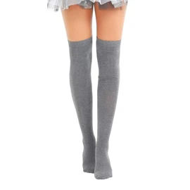 Crazy Chick® New Girls Over The Knee Plain Microfiber Socks Assorted Colours Thigh High Socks UK Size 4-6 (Grey)