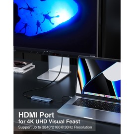 oditton 6 in 1 USB C HUB, USB C Adapter with USB 3.0, 4K HDMI, 2 x USB 2.0, SD/TF Card Reader, Docking Station Compatibility with Mac Pro/Air and Beyond