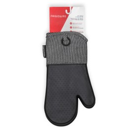 Frigidaire Layla Cotton and Silicone Oven Mitts, Heat Resistant, Anti-Slip, Machine Washable, 13”x 7 “,Black, Set of 2
