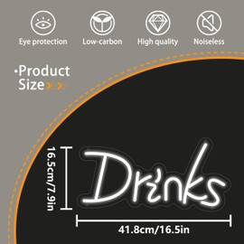 Drinks Neon Sign for Wall Decor,Kids USB Powered Drinks Led Sign, Reusable Drinks Light Up Sign for Boys and Girls, Light Up Sign for Bedroom and Livingroom