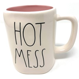 Rae Dunn "HOT MESS" Mug - Pink interior - ceramic - very rare!