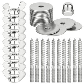 Befestigungsset zum Selbstbau von Sitzstangen / -Brettchen aus Edelstahl für Vögel zur Befestigung am Käfig (Gitter-Gestänge). Für Vogelkäfig und Voliere (40-teilig) (Mit Hutmutter)