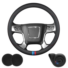 Erivis Nappa Leather Car Steering Wheel Cover 14.5-15'' for GMC Sierra