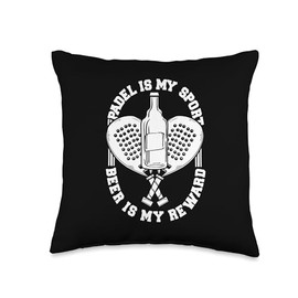 Padel Gifts & Accessories Beer Tennis Ball-Squash Racquet Padel Throw Pillow, 16x16, Multicolor