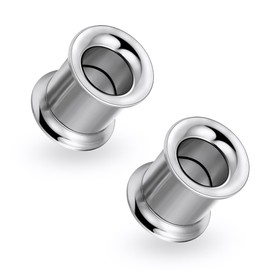 Ruifan Gauges For Ears ASTM F136 Titanium Double Flare Tapers Screw Tunnel Gauges Earrings Ear Expander Stretching Kit Plugs Piercing For Women Men 0G Silver