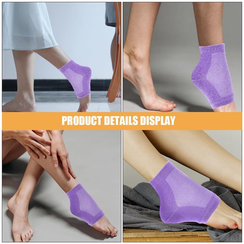 NOLITOY Moisturizing Gel Heel Socks, 4 Pairs Spa Socks Open