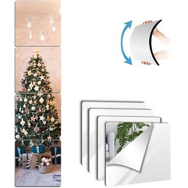 Unbreakable Wall Mirror Full Length,Over the Door Mirror for Bedroom,4Pcs 10inchx10inch Acrylic Mirror Kids,Shatterproof Plexiglass Long Mirrors,Children Non Glass Stick on Mirror Tiles self adhesive