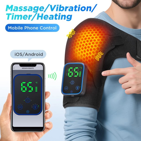 Hailicare APP Control Shoulder Massager Brace Graphene Heating Vibration Pain